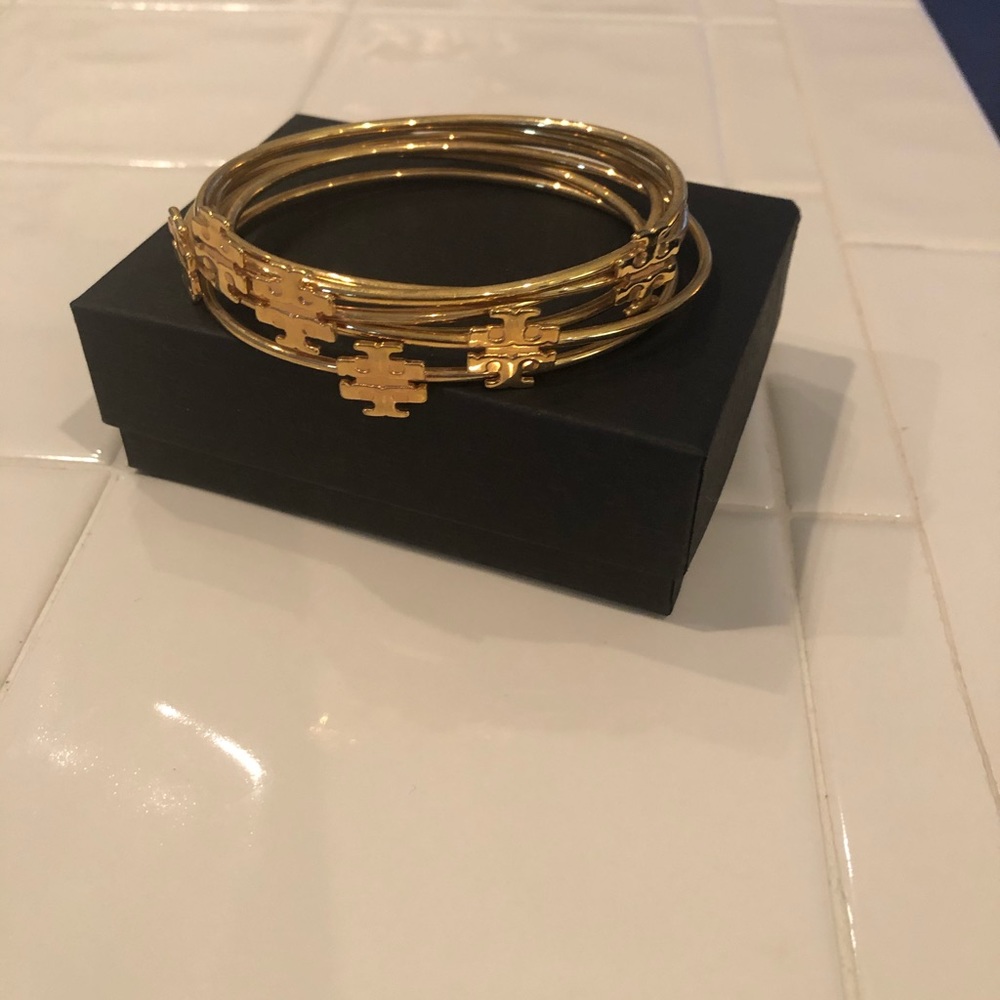 Authentic Tory Burch T Stacked Bangle Bracelets